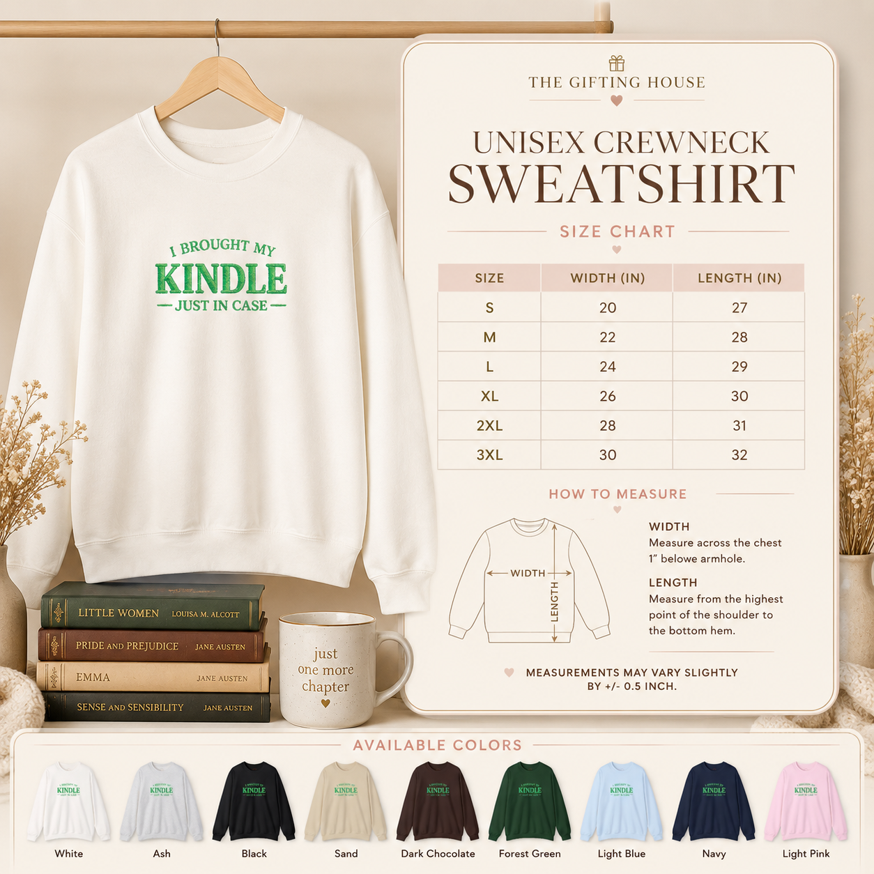 "I Brought My Kindle Just in Case" Cozy Reader Pullover – Crewneck Sweatshirt Gift