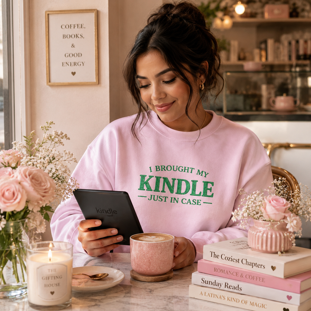 "I Brought My Kindle Just in Case" Cozy Reader Pullover – Crewneck Sweatshirt Gift