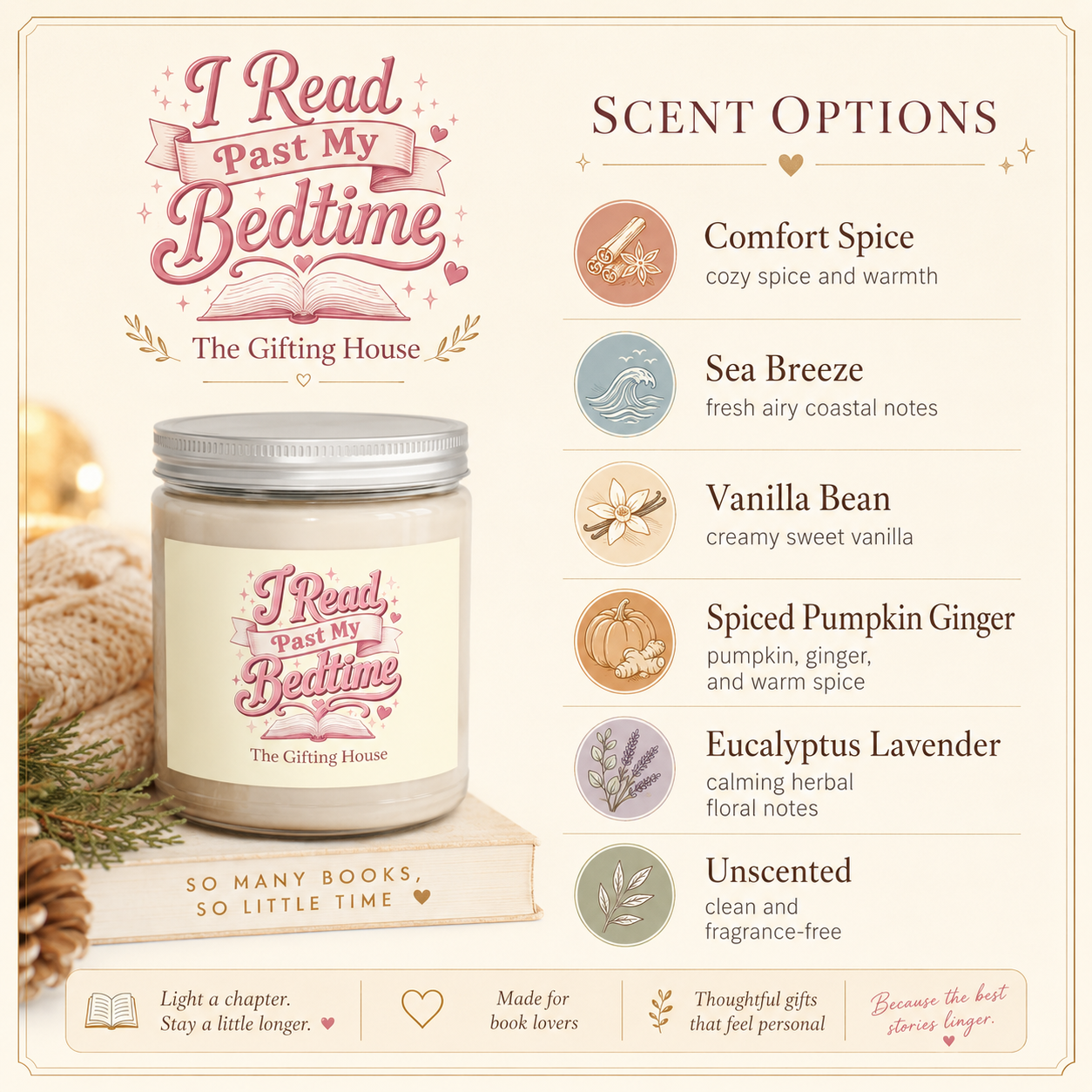"I Read Past My Bedtime" Soy Candle 9oz — Book Lover Gift
