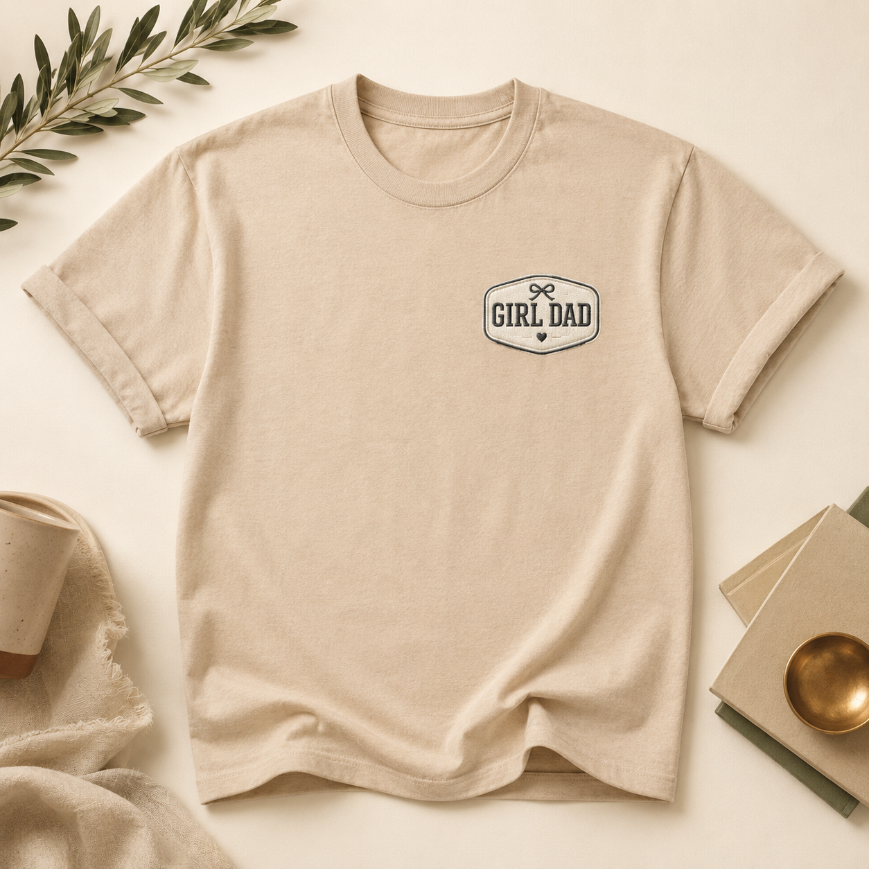 Girl Dad Embroidered T‑Shirt – Retro Tee Proud Fathers Gift