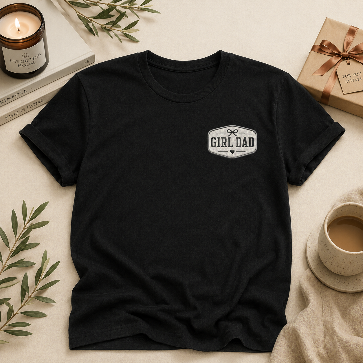 Girl Dad Embroidered T‑Shirt – Retro Tee Proud Fathers Gift