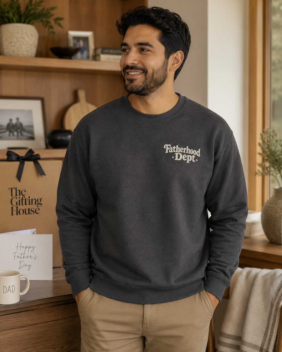 Fatherhood Dept. Crewneck Sweatshirt — Vintage Pullover Father Gift