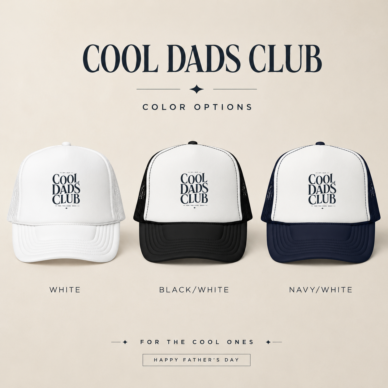 Cool Dads Club Trucker Hat — Mesh Snapback Dad Gift