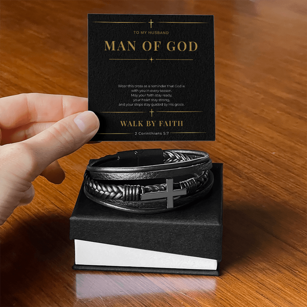 Man of God Cross Bracelet — Gift for Husband