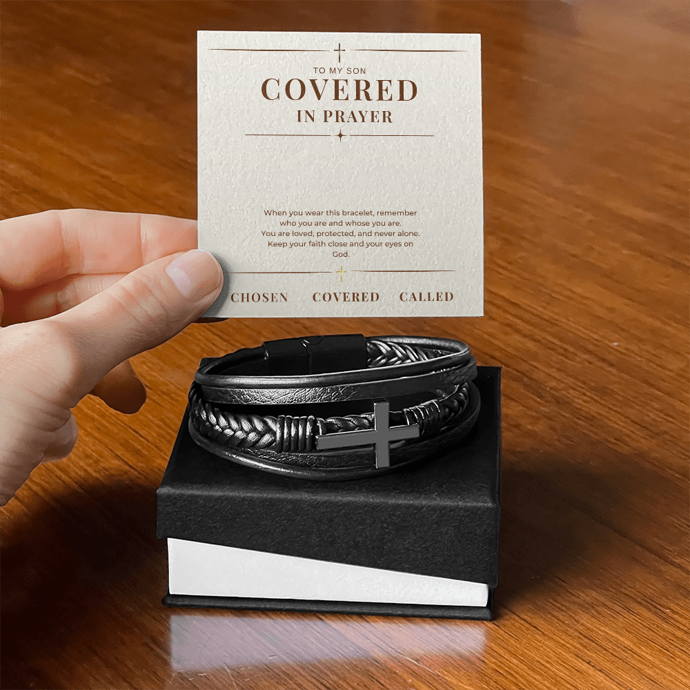 Covered In Prayer Cross Bracelet — Gift for Son