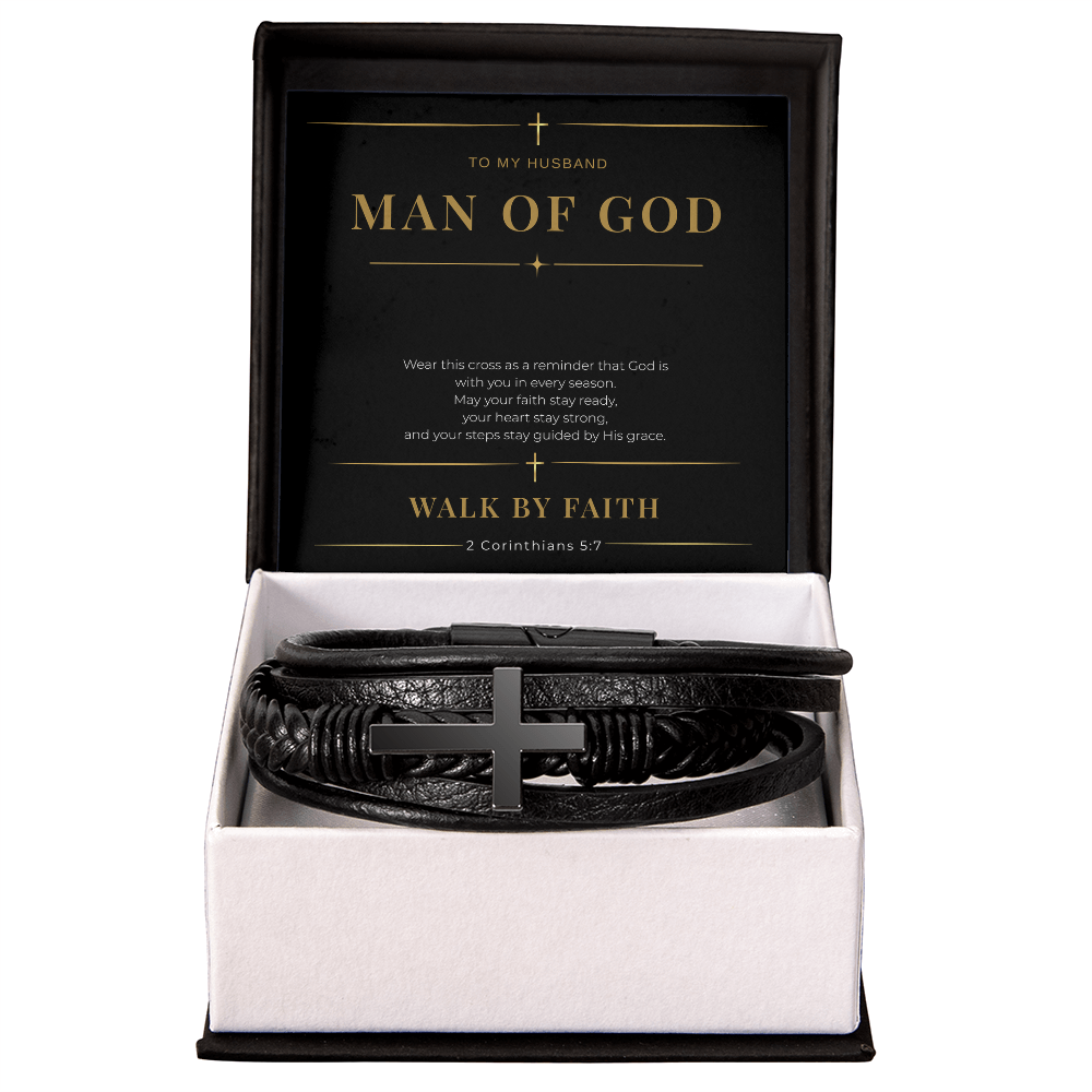 Man of God Cross Bracelet — Gift for Husband