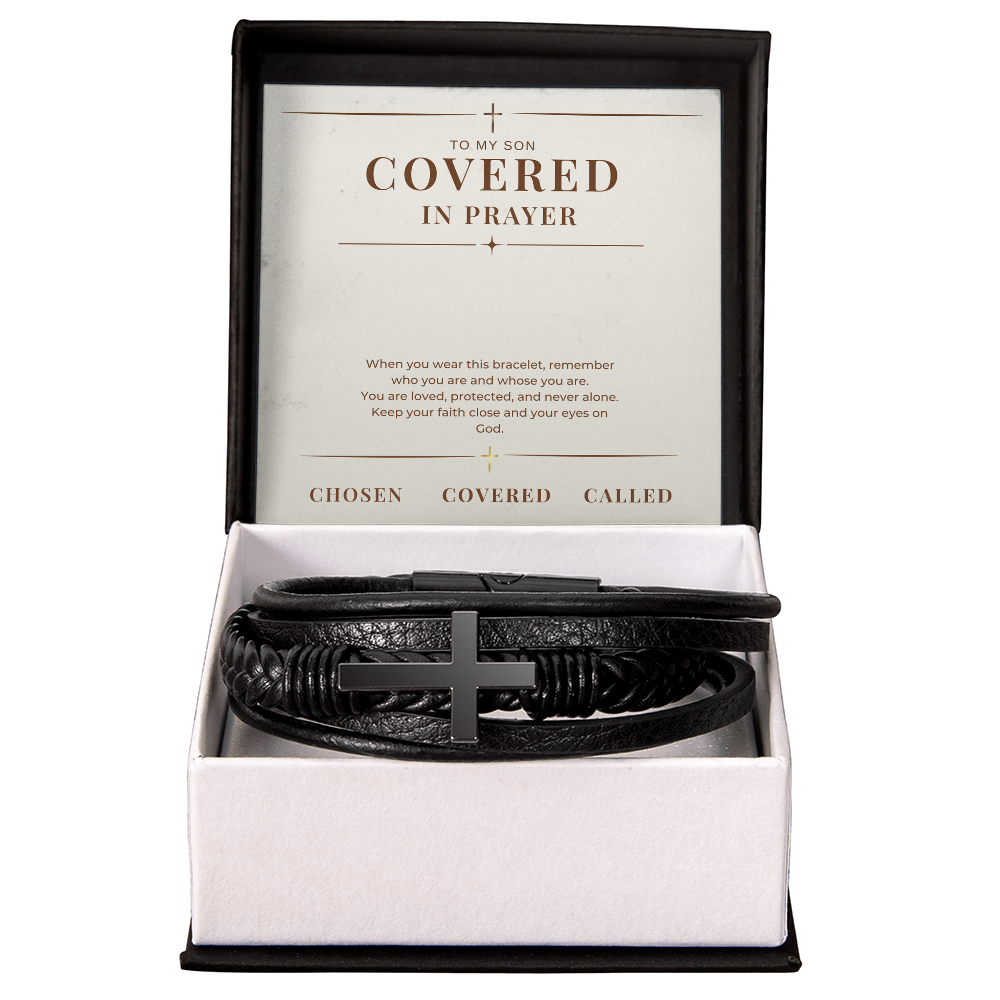 Covered In Prayer Cross Bracelet — Gift for Son
