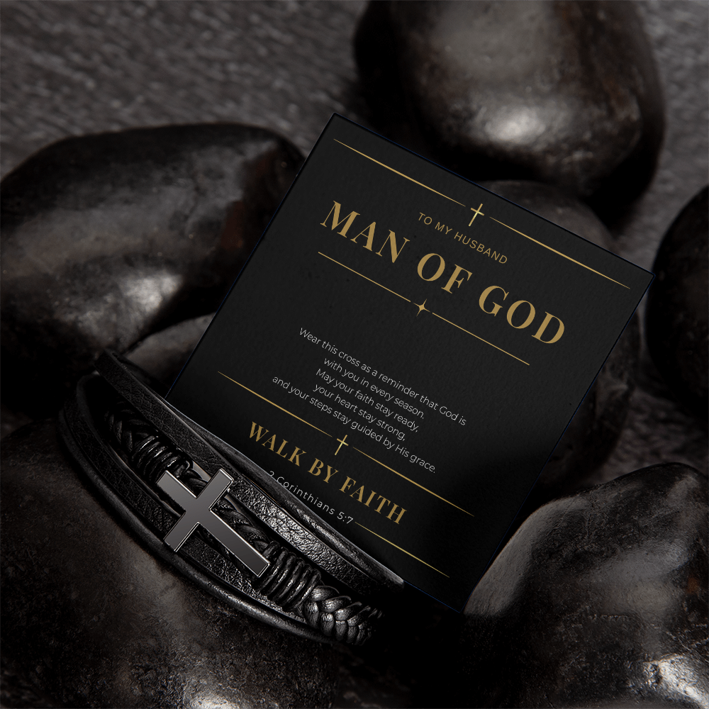 Man of God Cross Bracelet — Gift for Husband