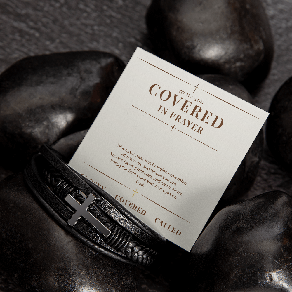 Covered In Prayer Cross Bracelet — Gift for Son