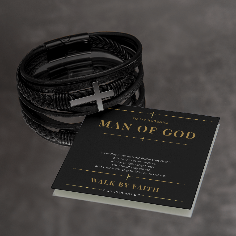 Man of God Cross Bracelet — Gift for Husband