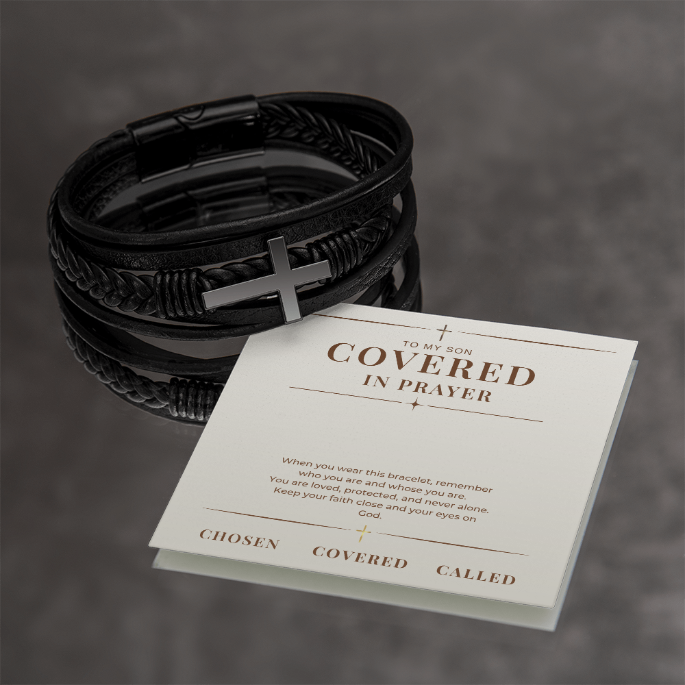 Covered In Prayer Cross Bracelet — Gift for Son