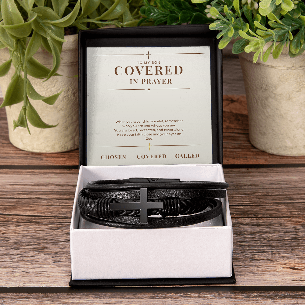 Covered In Prayer Cross Bracelet — Gift for Son