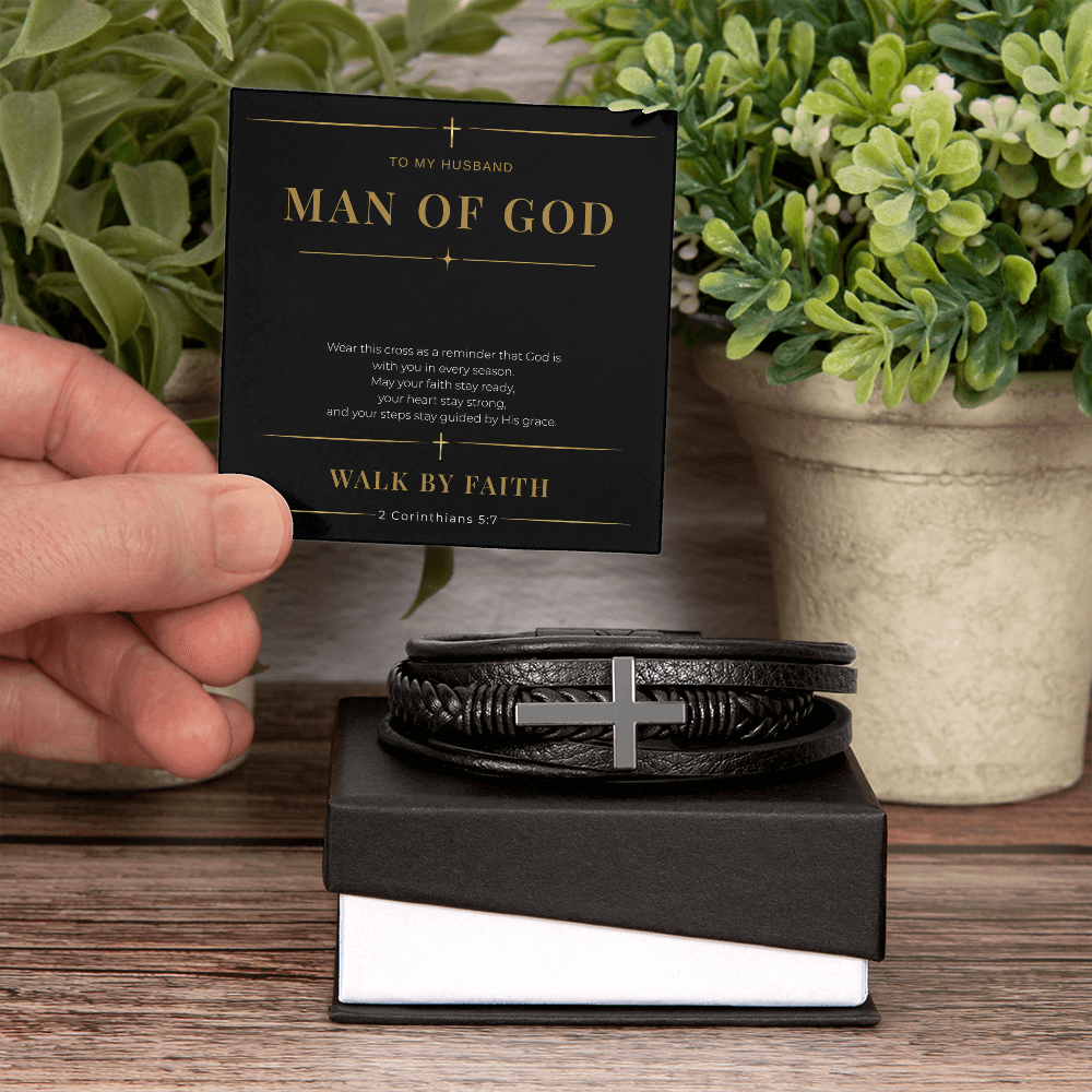 Man of God Cross Bracelet — Gift for Husband