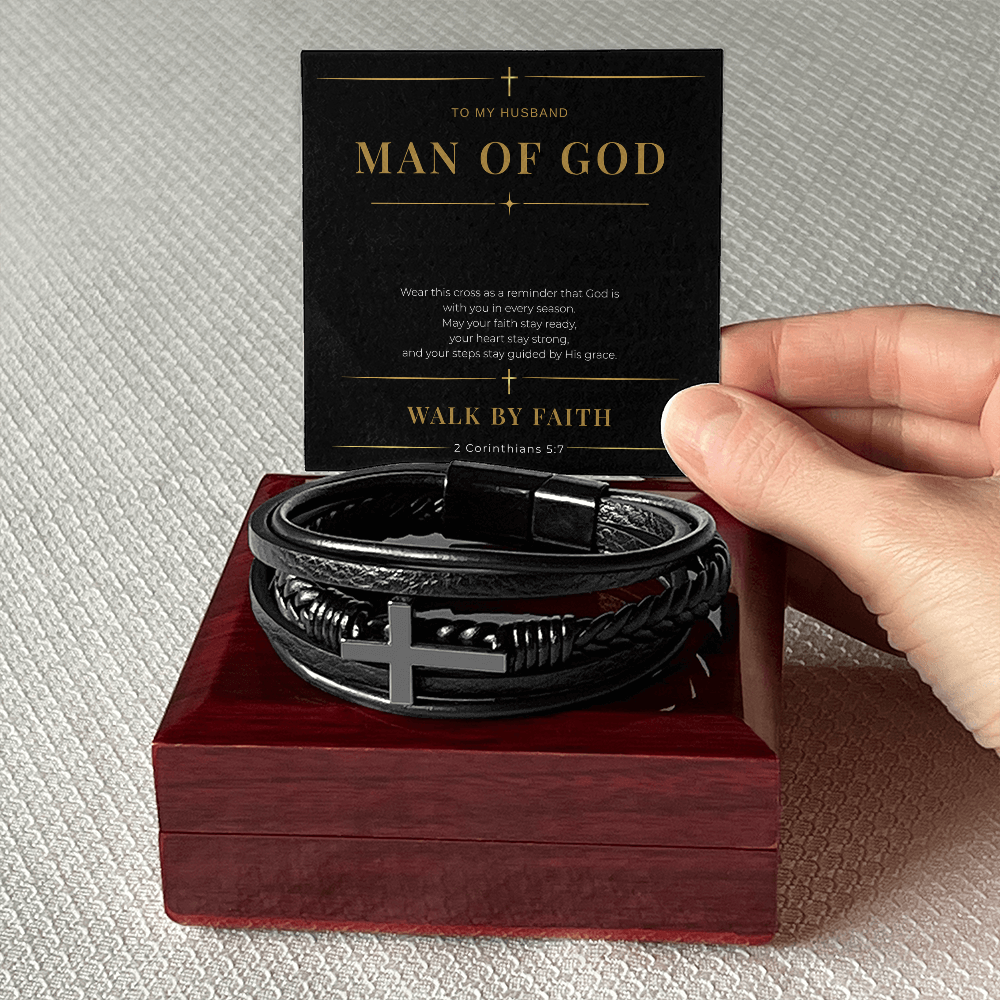 Man of God Cross Bracelet — Gift for Husband