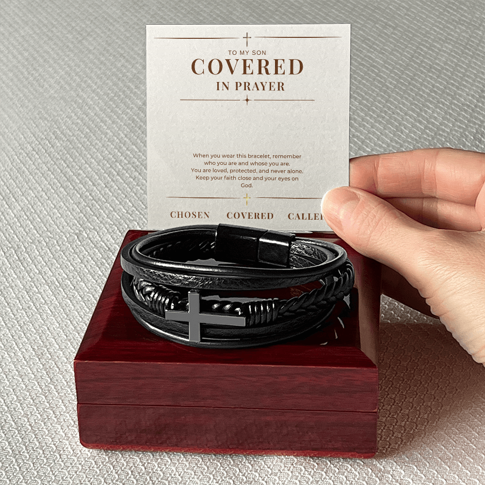 Covered In Prayer Cross Bracelet — Gift for Son