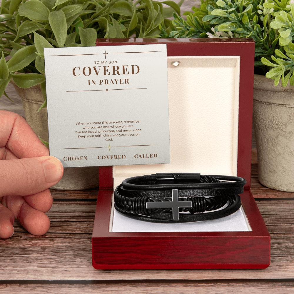 Covered In Prayer Cross Bracelet — Gift for Son