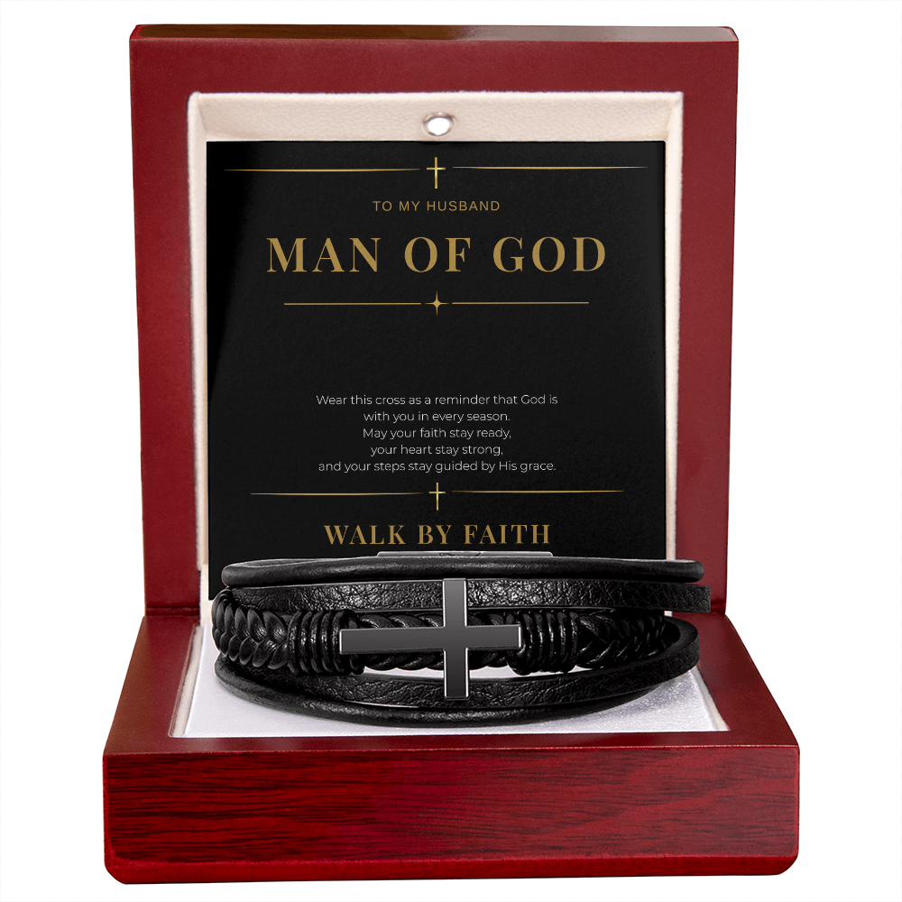Man of God Cross Bracelet — Gift for Husband