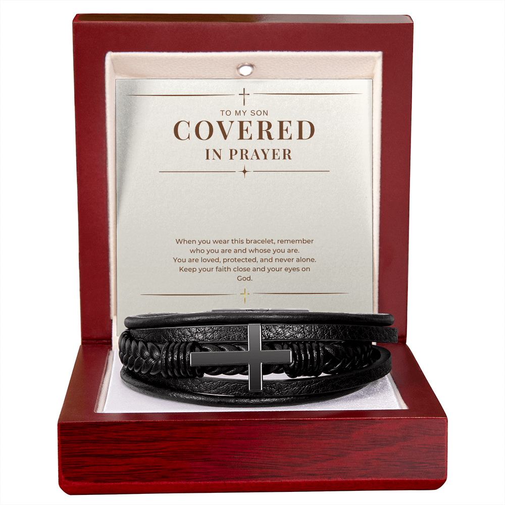 Covered In Prayer Cross Bracelet — Gift for Son