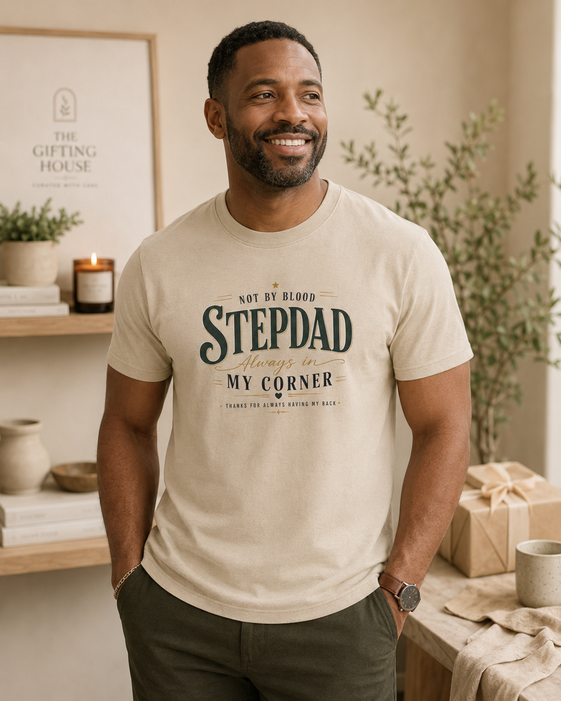 Stepdad Always in My Corner T-Shirt — ‘Not By Blood’ Sentimental Father Figure Tee
